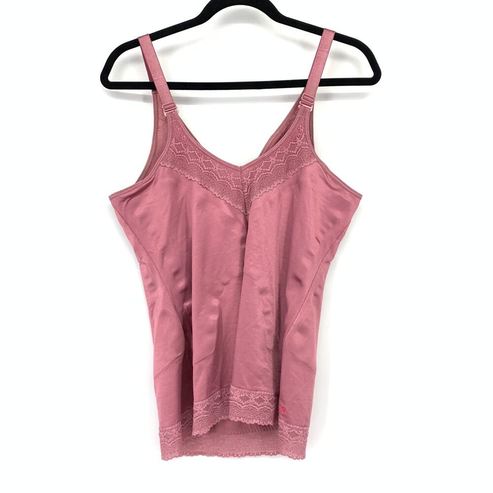 Ruby Ribbon Shaping Cami Top Womens Plus Size 44 Pink Lace Trim - Picture 2 of 6